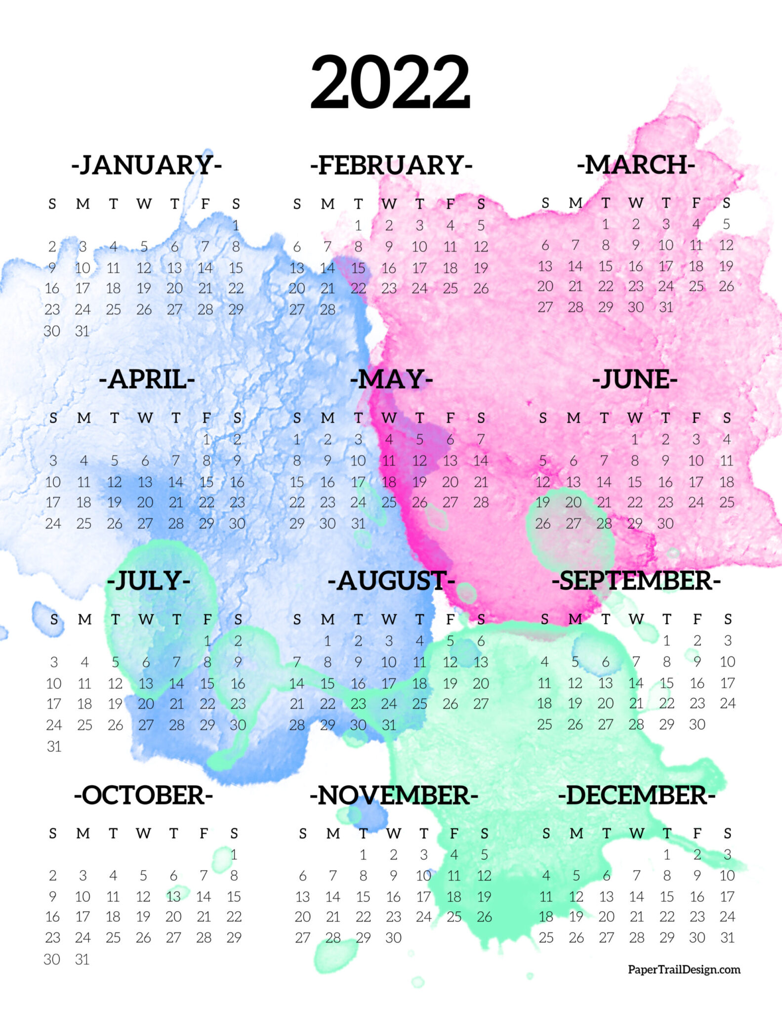 Free Downloadable Calendar 2022 Jasear