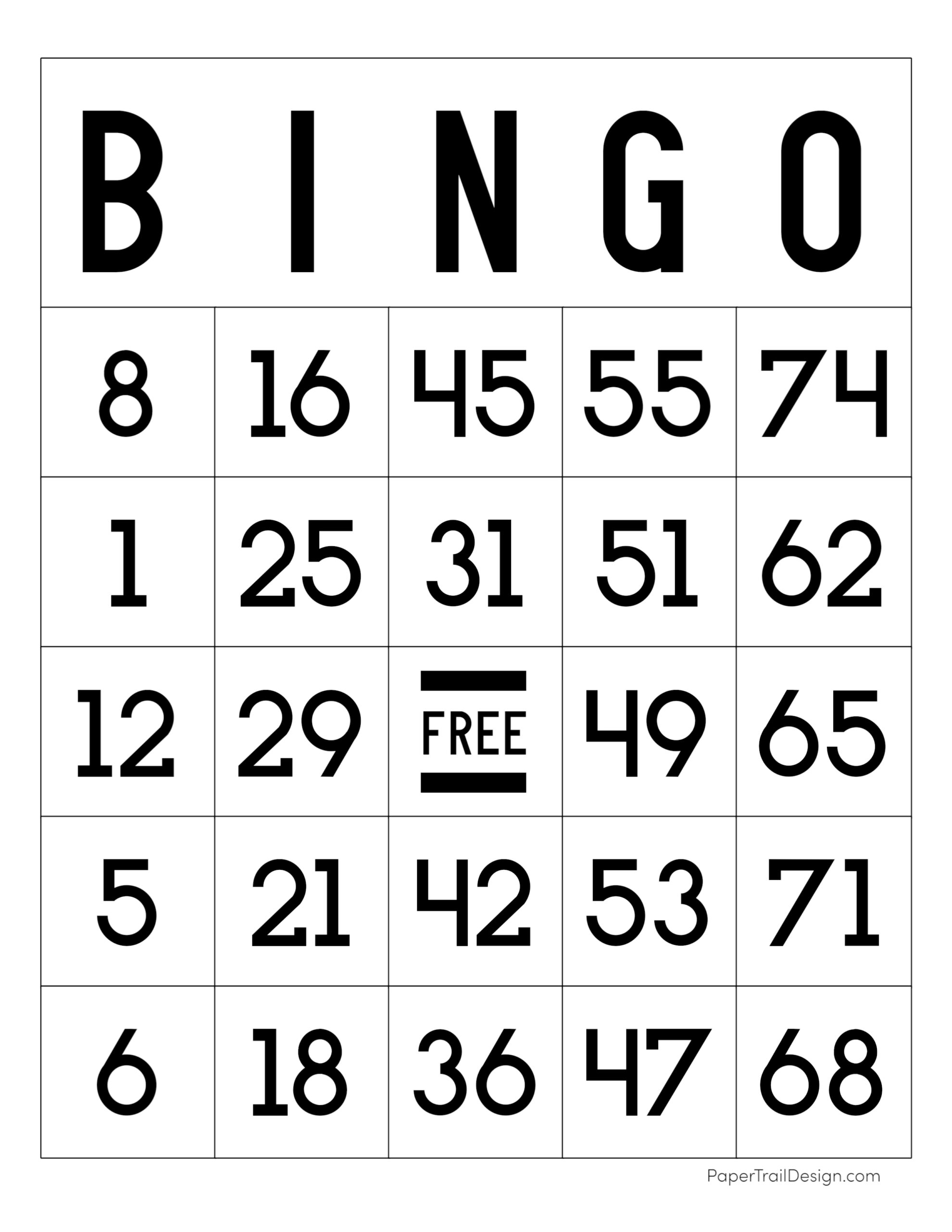 printable bingo cards free