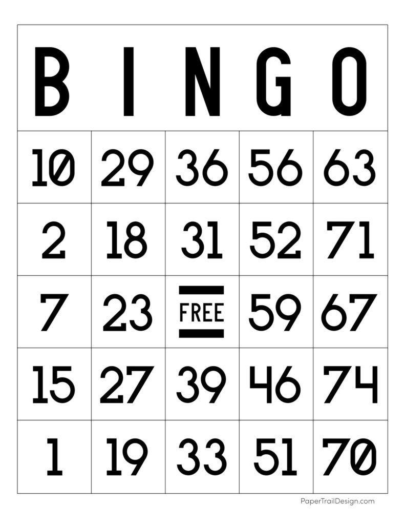 Free Printable Bingo Cards - Paper Trail Design