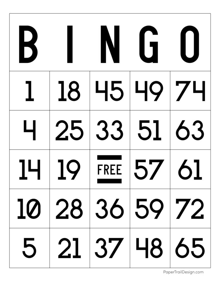 Free Printable Bingo Cards - Paper Trail Design