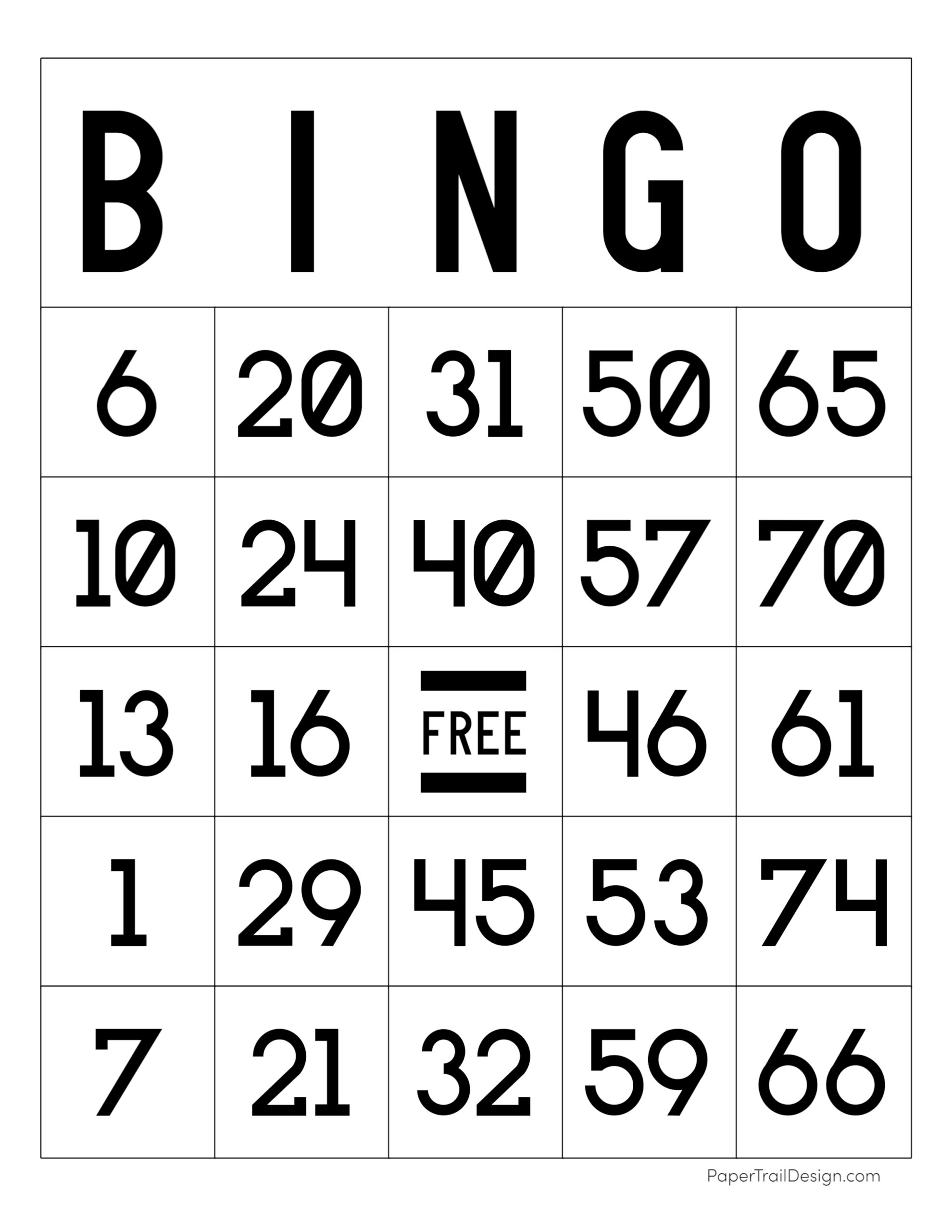 Free Printable Bingo Cards | Paper Trail Design