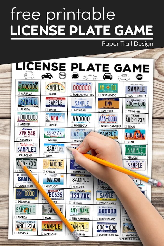 Road Trip License Plate Game Printable Paper Trail Design