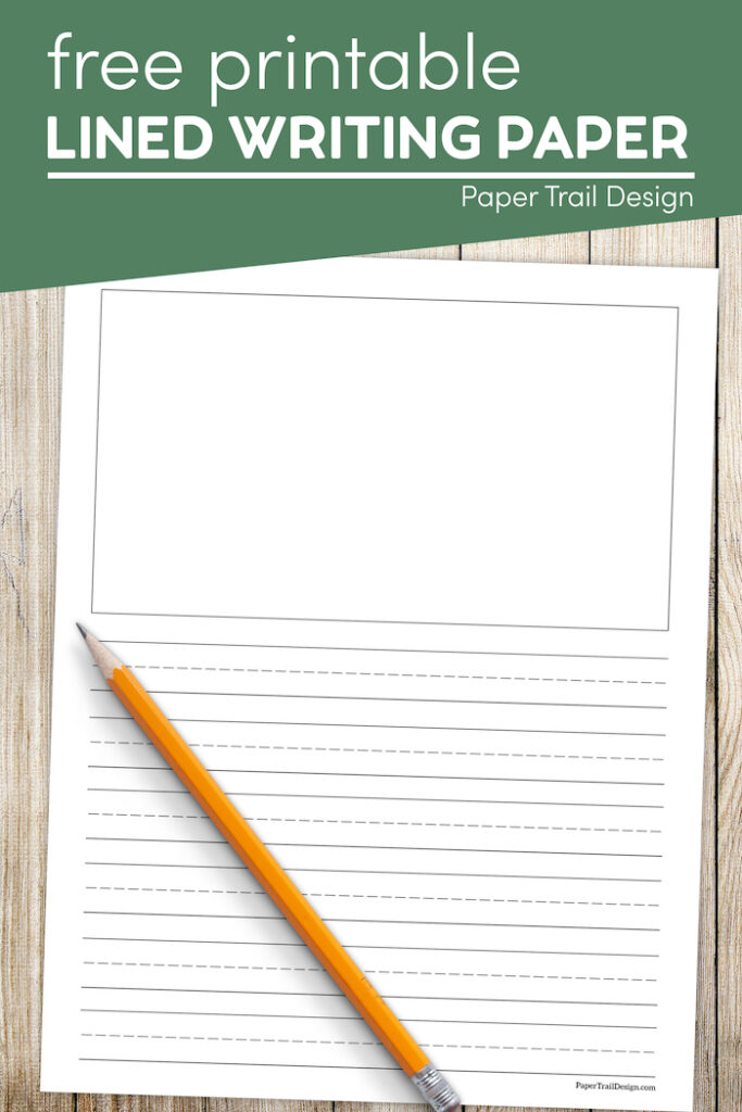 Free Printable Lined Writing Paper with Drawing Box - Paper Trail Design