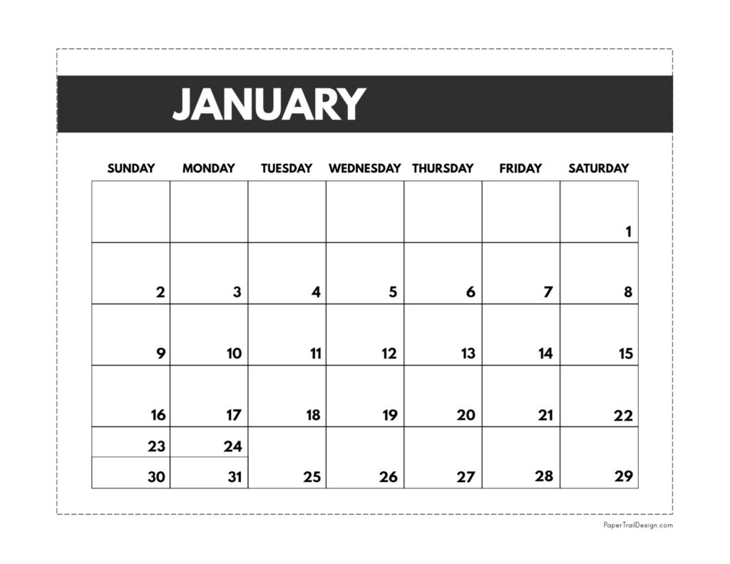 2022 Free Monthly Calendar Templates - Paper Trail Design