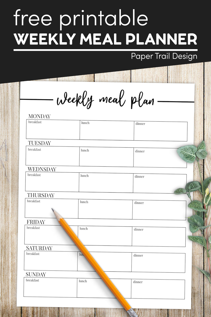 Free Printable Weekly Meal Plan Template - Paper Trail Design