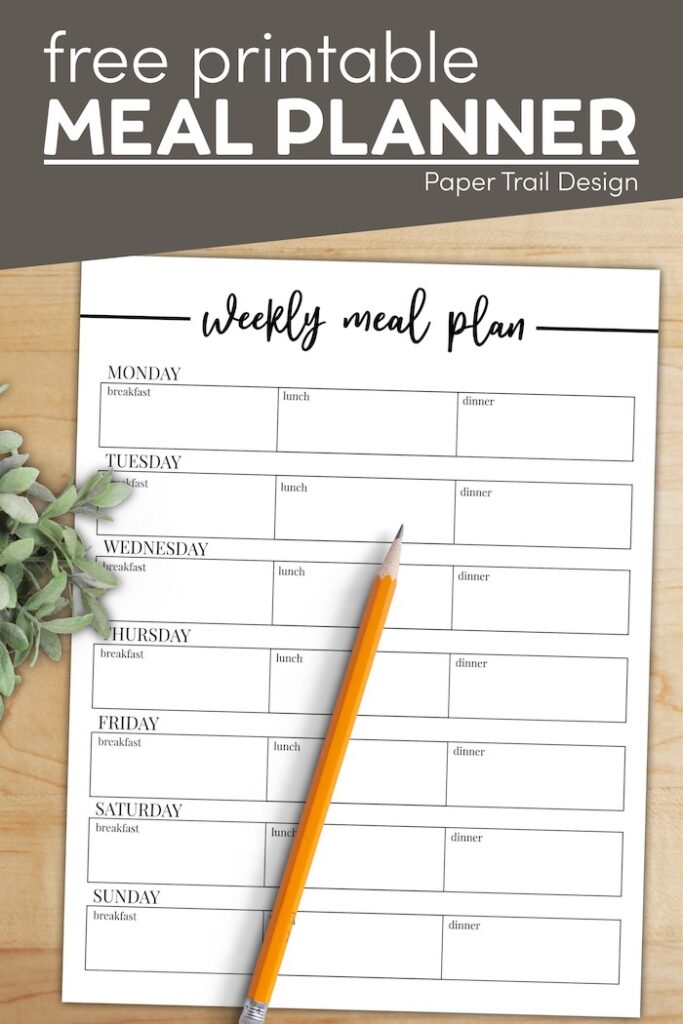 Free Printable Weekly Meal Plan Template - Paper Trail Design