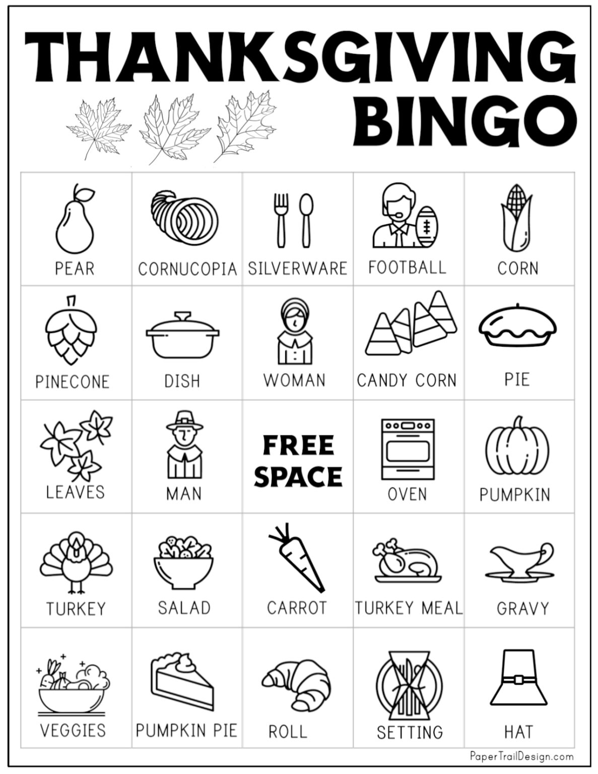 Free Printable Thanksgiving Bingo Cards Paper Trail Design