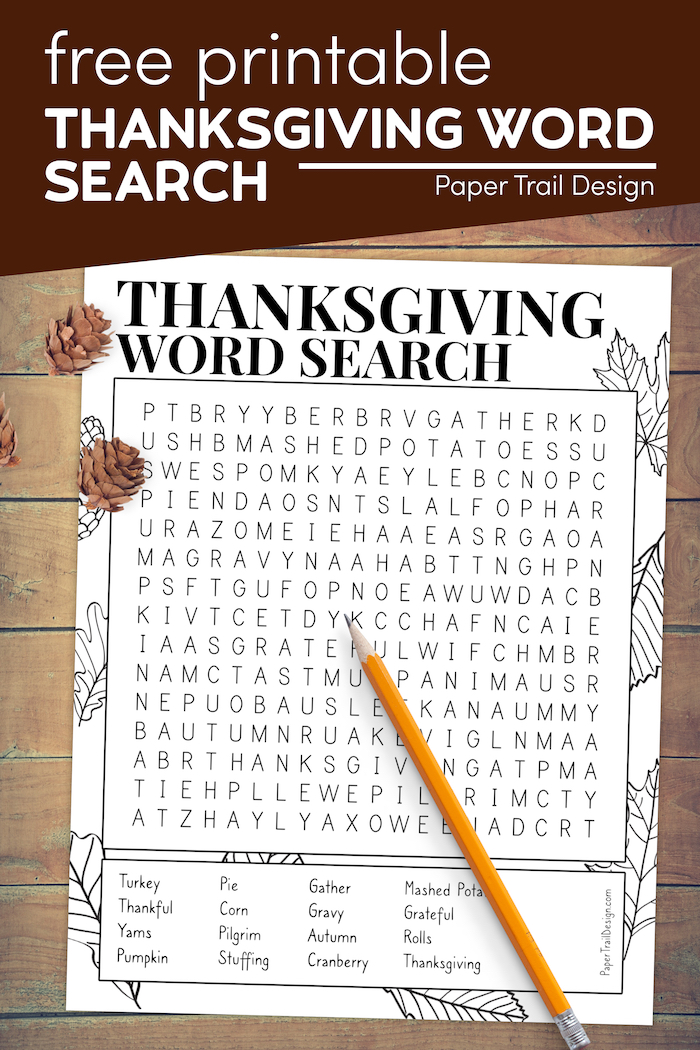 Thanksgiving Word Search Printable - Paper Trail Design