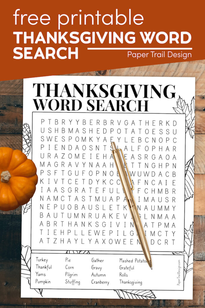 Thanksgiving Word Search Printable - Paper Trail Design