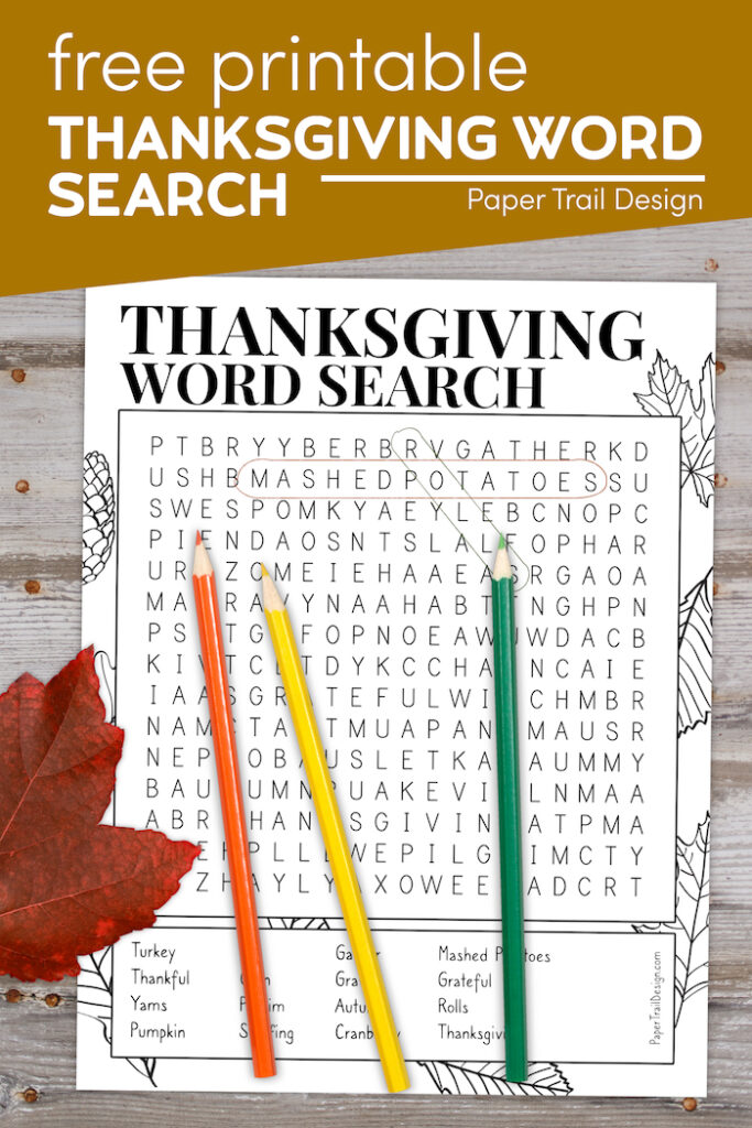 Thanksgiving Word Search Printable - Paper Trail Design