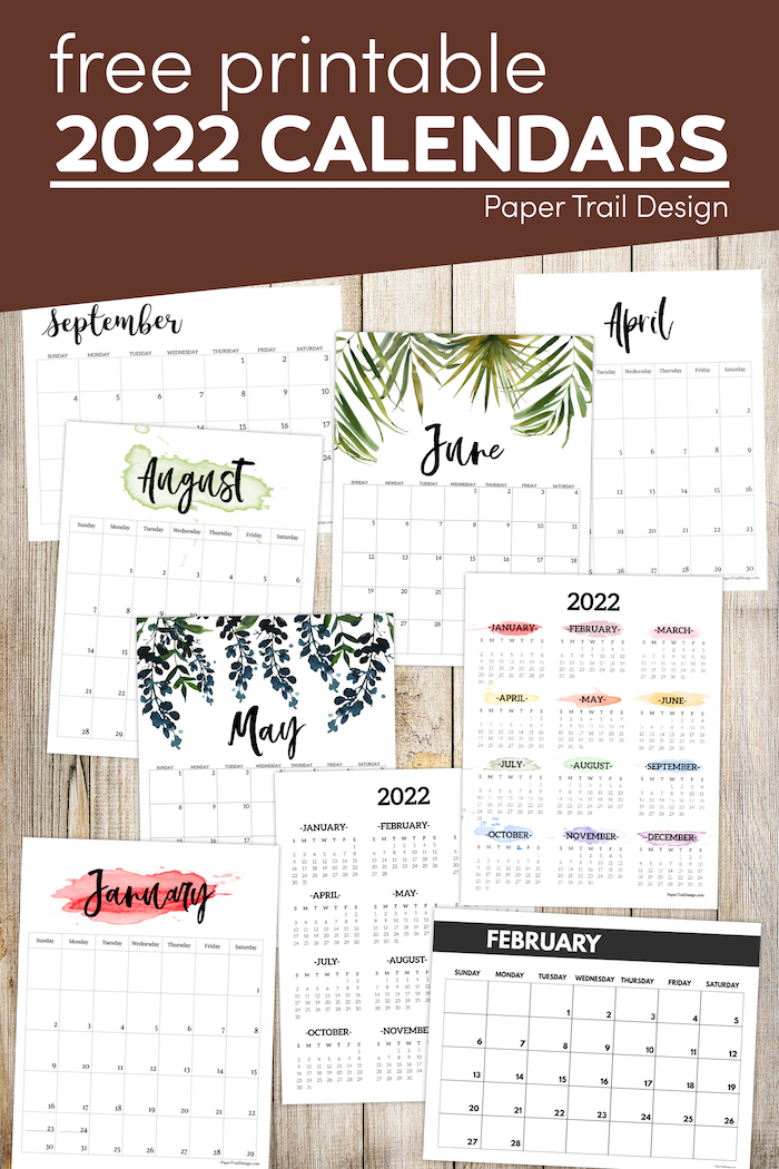 Free Printable 2022 Calendars - Paper Trail Design