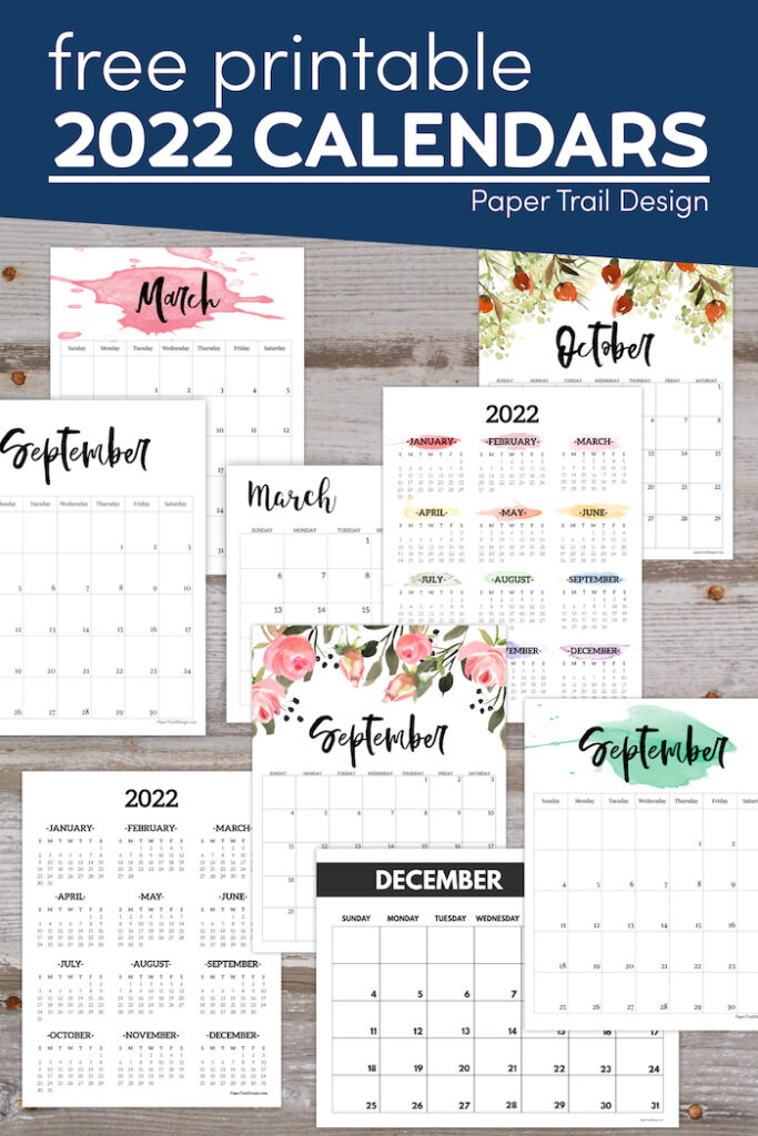 Free Printable 2022 Calendars - Paper Trail Design