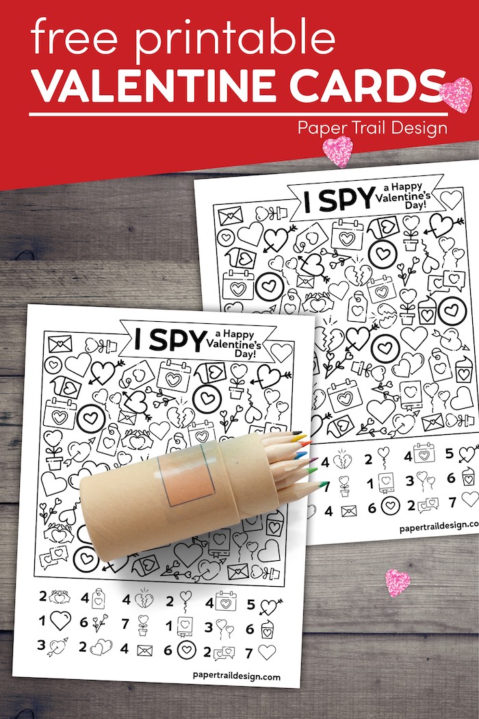 Free Printable I Spy Valentine Exchange Cards - Paper Trail Design