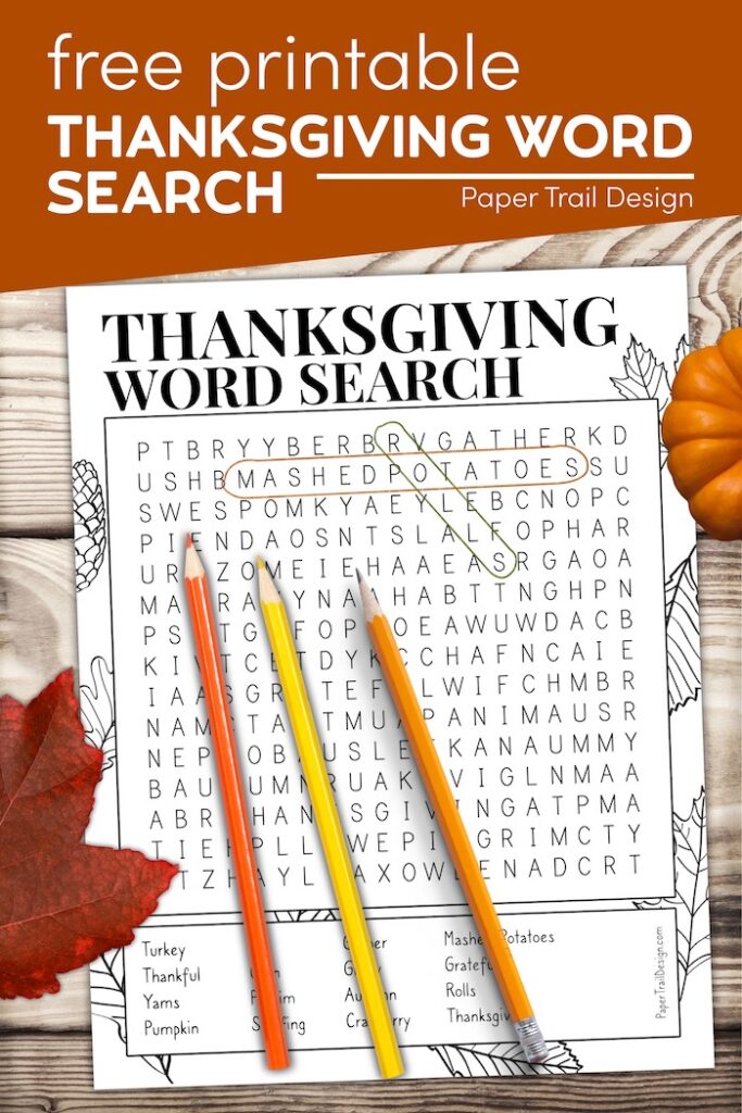 Thanksgiving Word Search Printable - Paper Trail Design