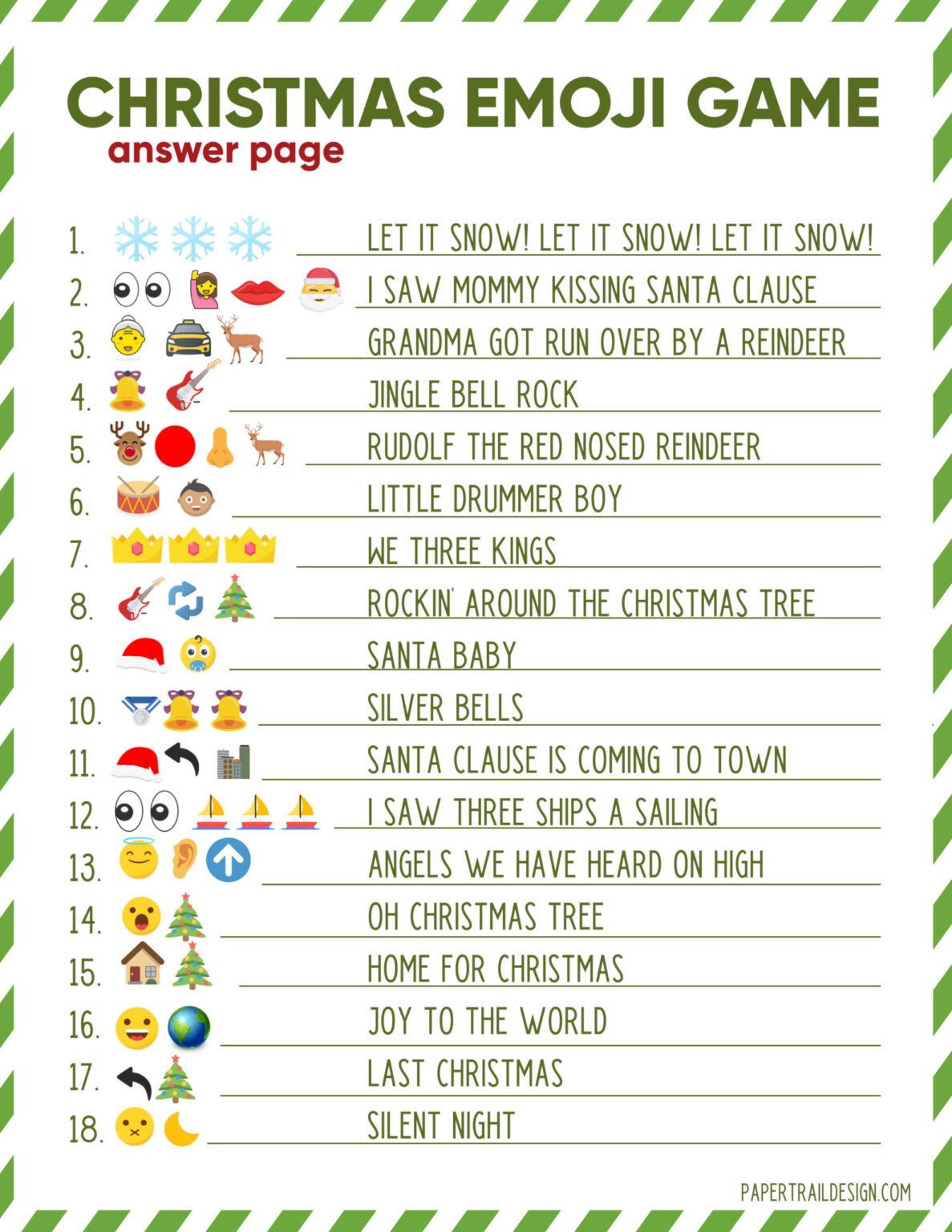 Free Printable Christmas Song Emoji Game With Answers Printable Online