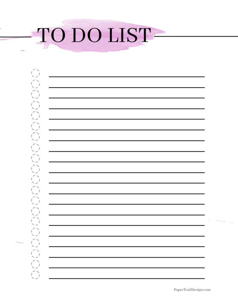 Watercolor To Do List Printable - Paper Trail Design