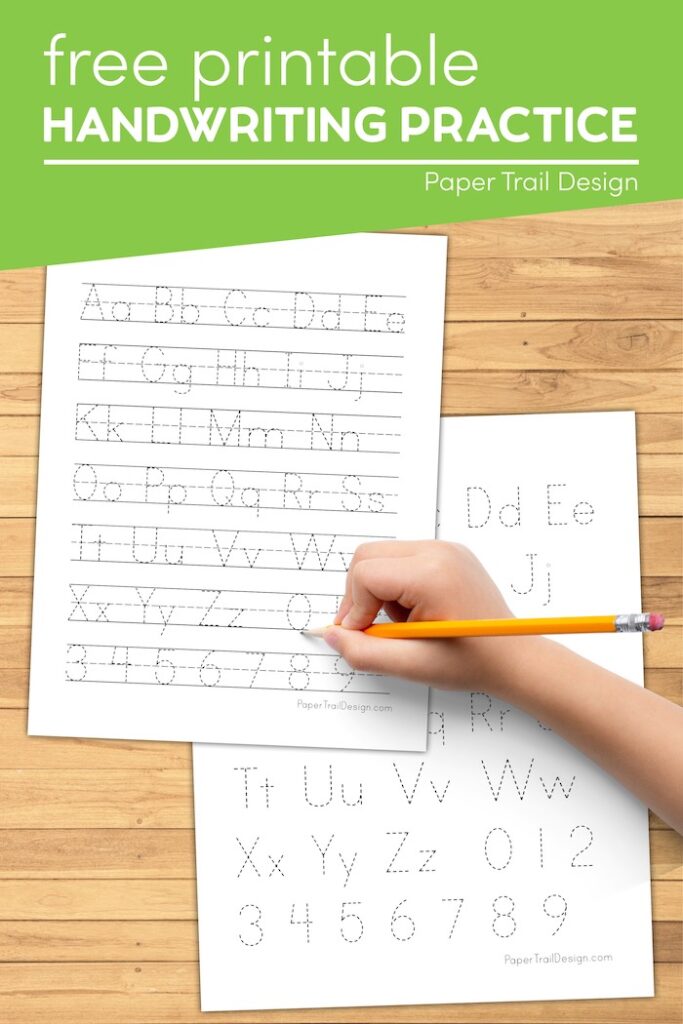 Free Printable Alphabet Handwriting Practice Sheets - Paper Trail Design