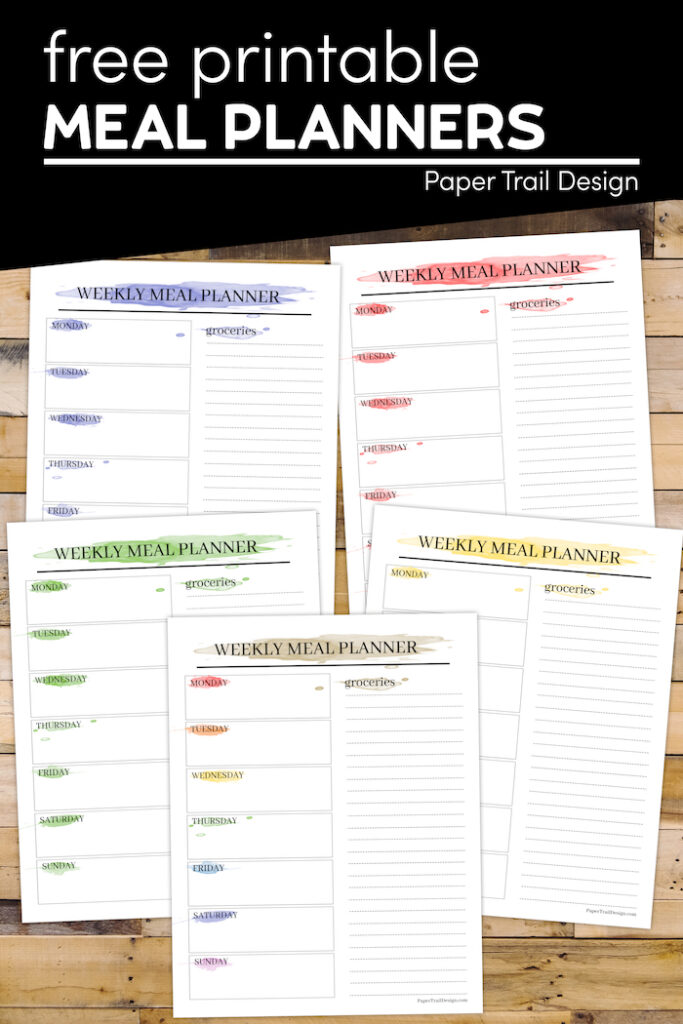 Watercolor Weekly Meal Planner with Grocery List - Paper Trail Design