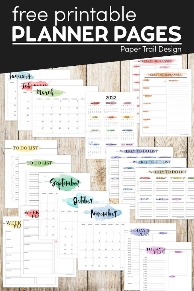 Free Printable Planner Pages - Watercolor Design - Paper Trail Design