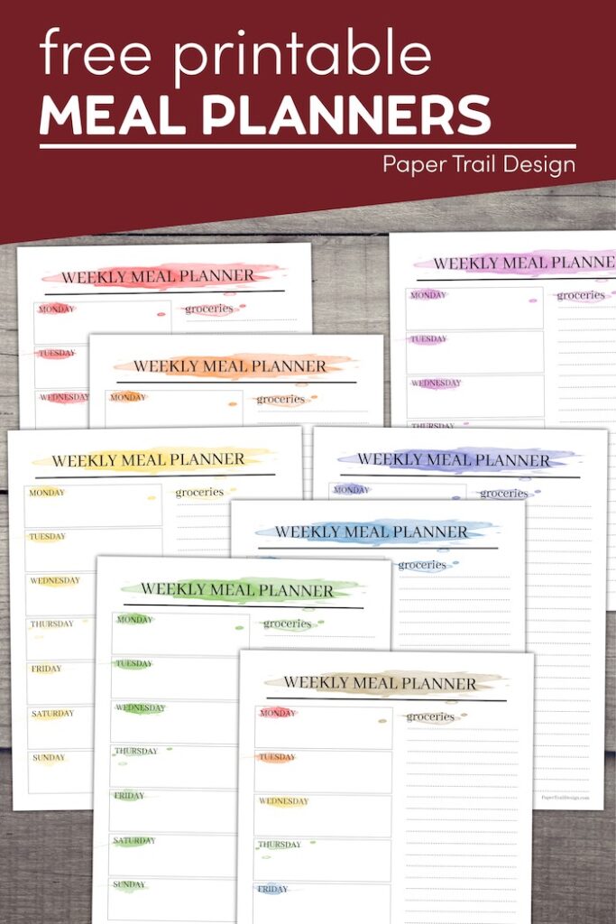 Watercolor Weekly Meal Planner with Grocery List - Paper Trail Design