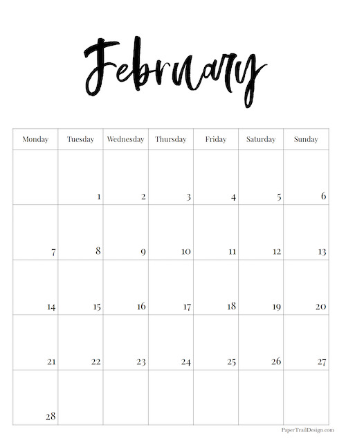 Vertical 2022 Monday Start Calendar - Paper Trail Design