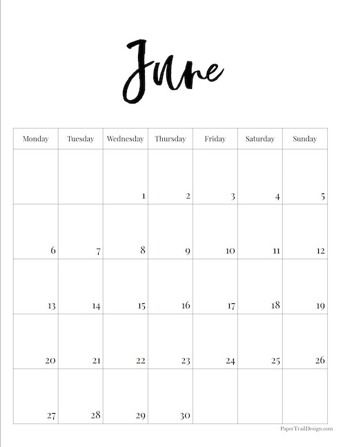 Vertical 2022 Monday Start Calendar - Paper Trail Design