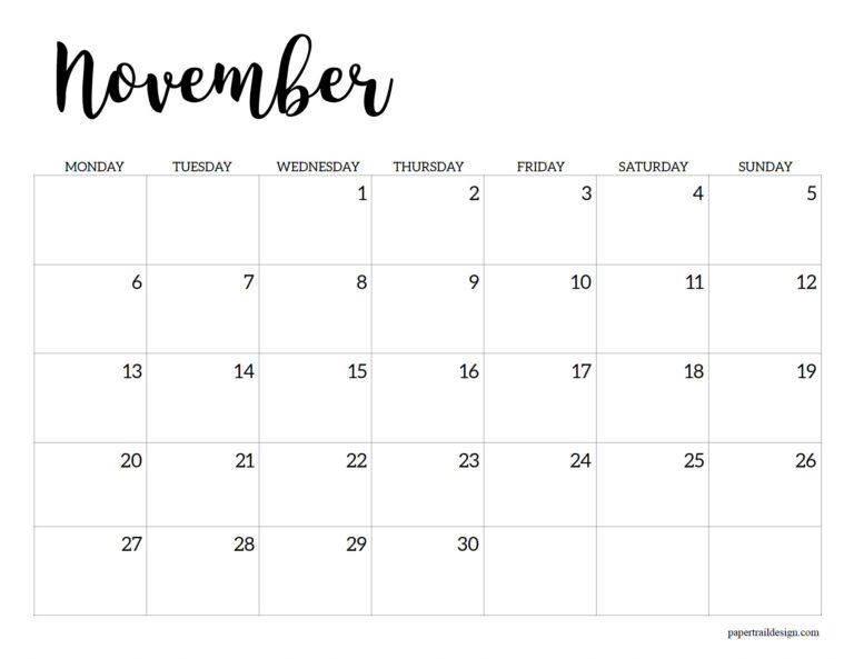 Free Printable 2023 Calendar - Monday Start - Paper Trail Design