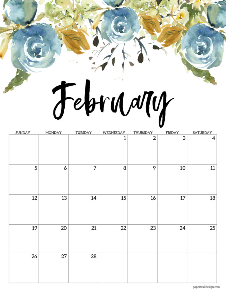 Floral Calendar Printable - 2023 - Paper Trail Design