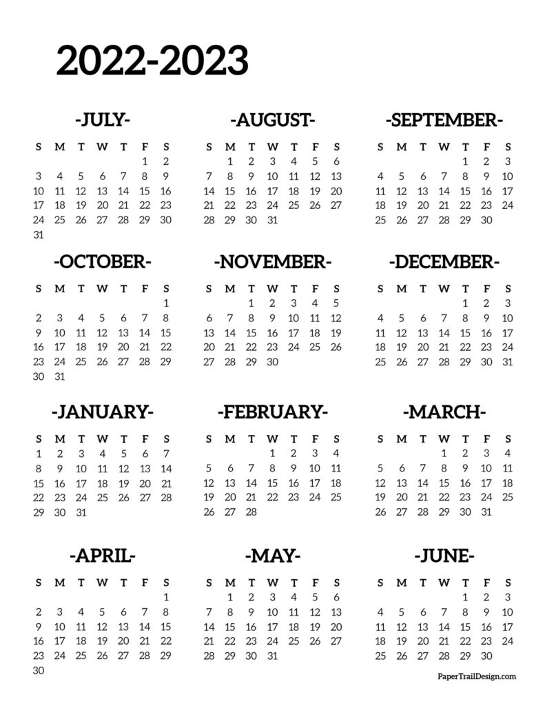 Free 2022 2023 School Year Calendar Printable