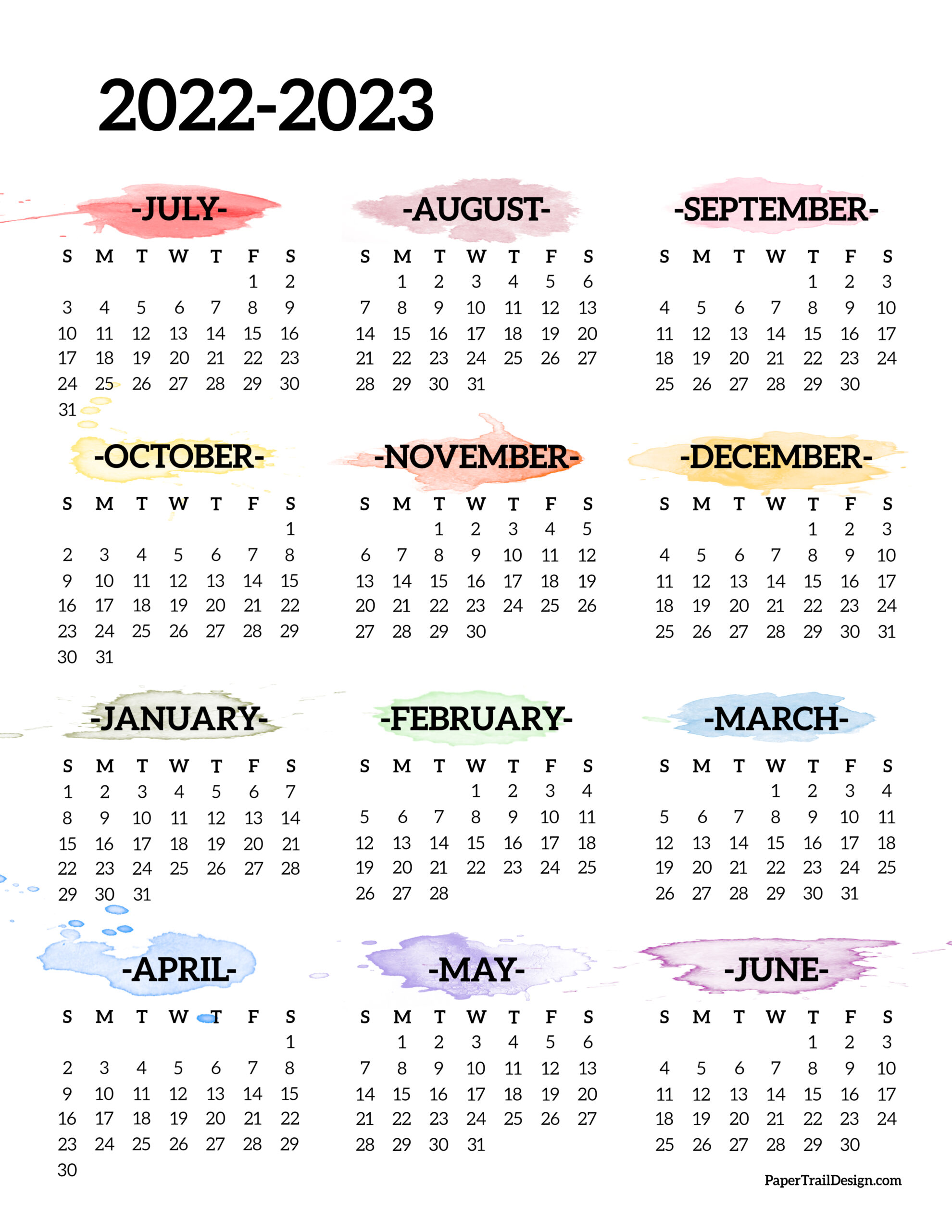 Split Year Calendars 2022 2023 July To June Pdf Templates Split Year Calendars 2022 2023 July