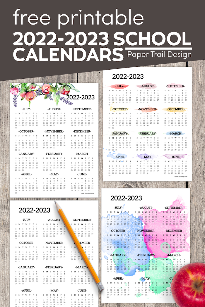 2022-2023 School Year Calendar Free Printable - Paper Trail Design