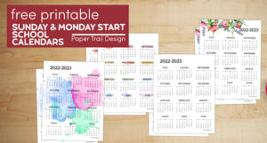 2022-2023 School Year Calendar Free Printable - Paper Trail Design