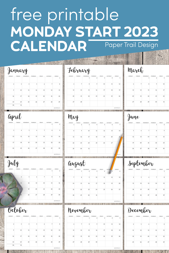 Free Printable 2023 Calendar - Monday Start - Paper Trail Design