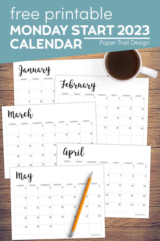 Free Printable 2023 Calendar - Monday Start - Paper Trail Design