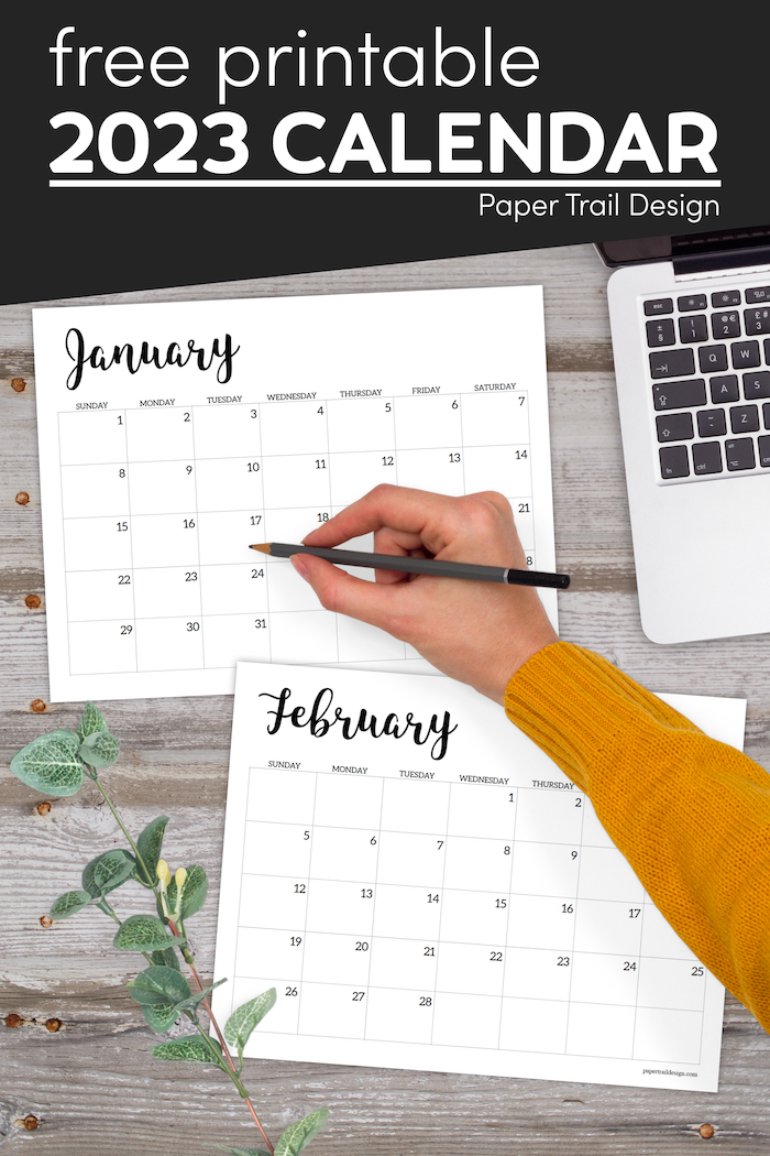 2023 Calendar Printable Free Template - Paper Trail Design