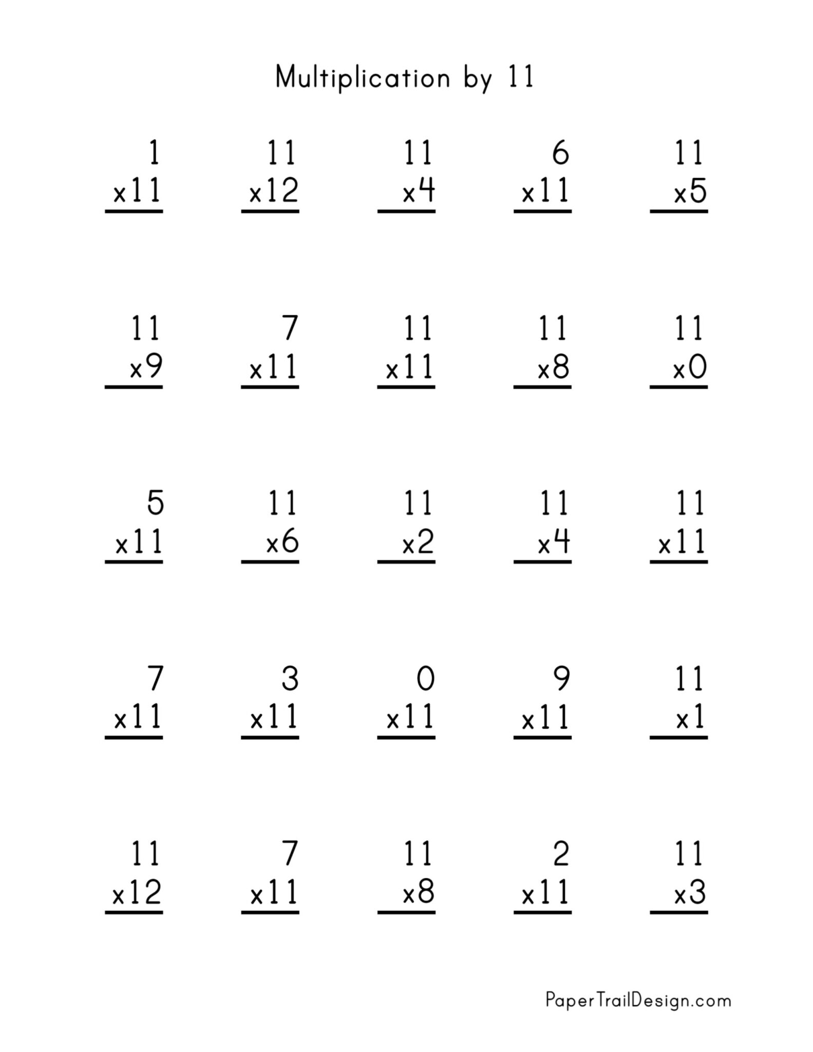 Free Multiplication Worksheets 1-12 - Paper Trail Design