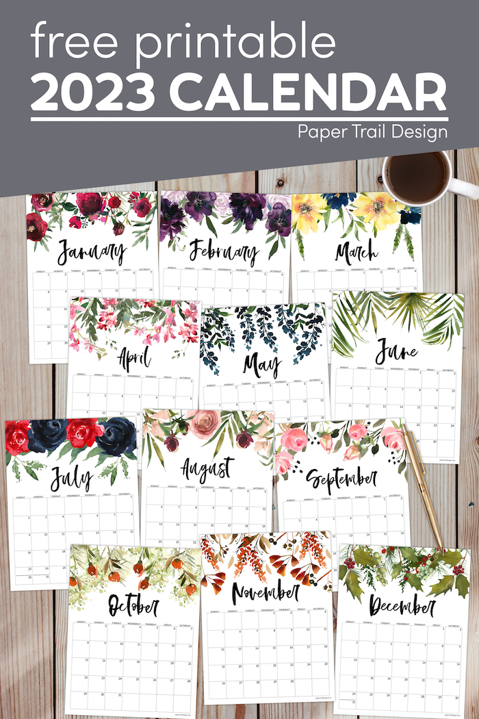 Free 2023 Calendar Printable – Floral - Paper Trail Design