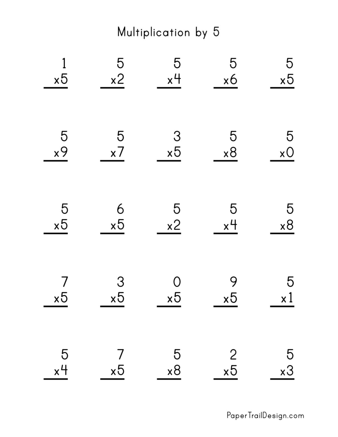 Free Multiplication Worksheets 1-12 - Paper Trail Design