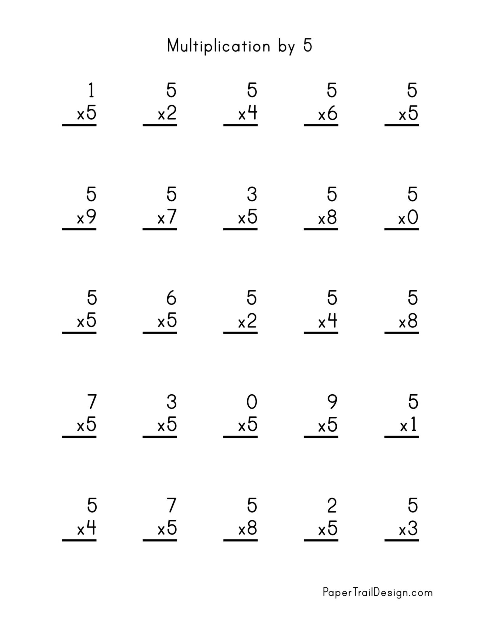 Free Multiplication Worksheets 1-12 - Paper Trail Design