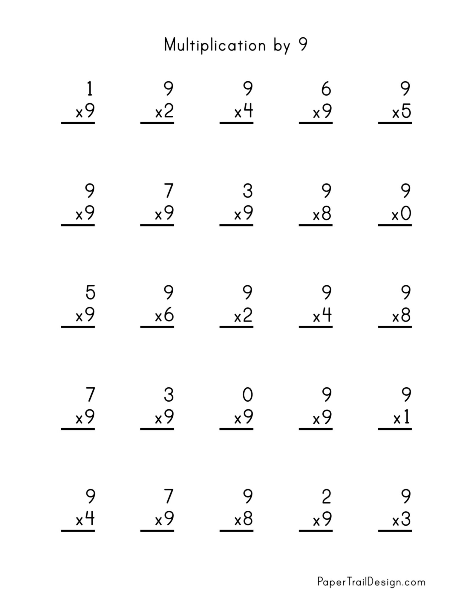 Free Multiplication Worksheets 1-12 - Paper Trail Design