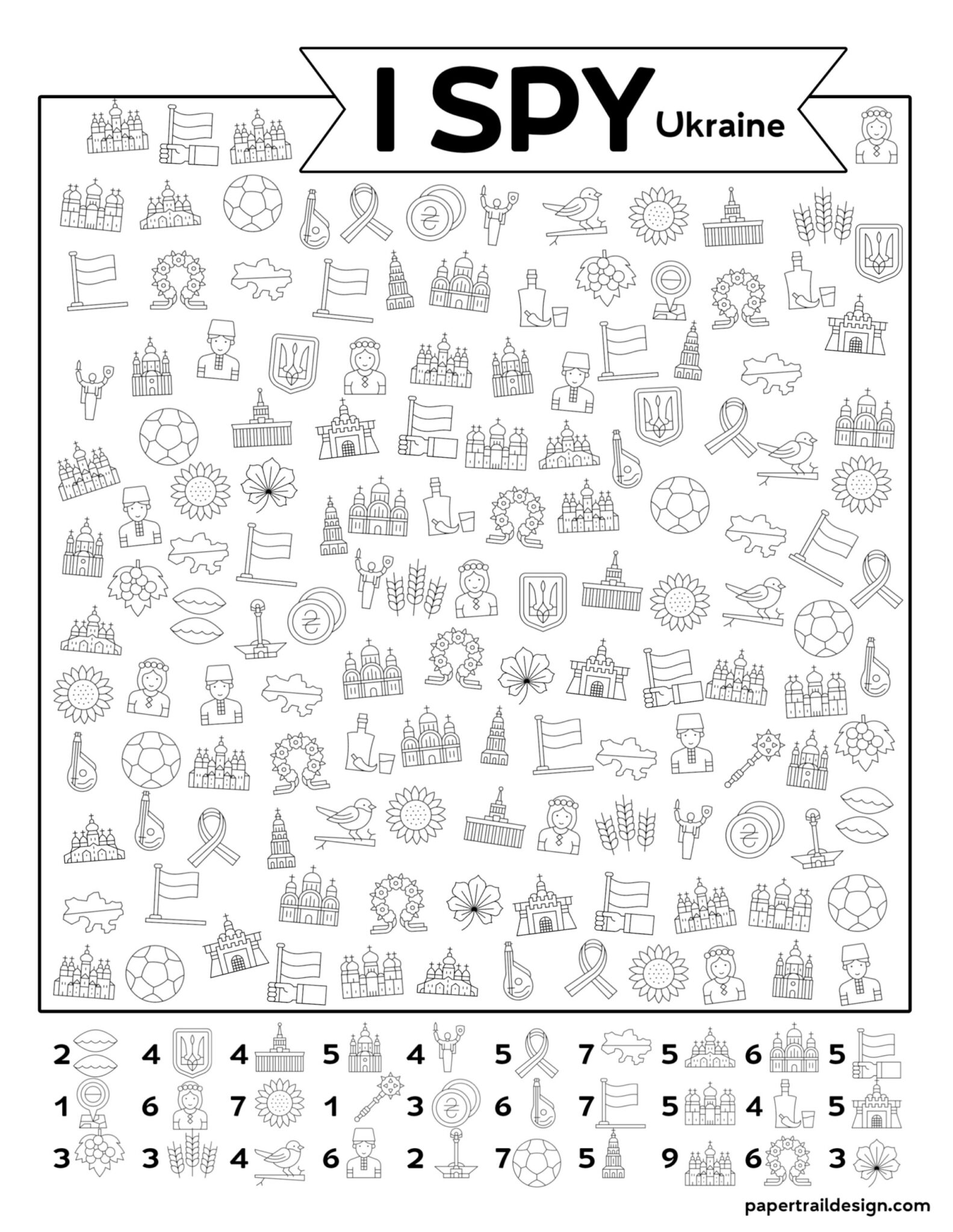 Free Printable I Spy Ukraine Activity - Paper Trail Design