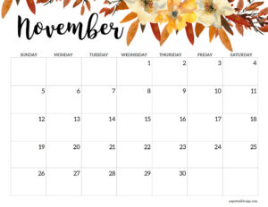 Horizontal Floral Printable Calendar - 2023 - Paper Trail Design