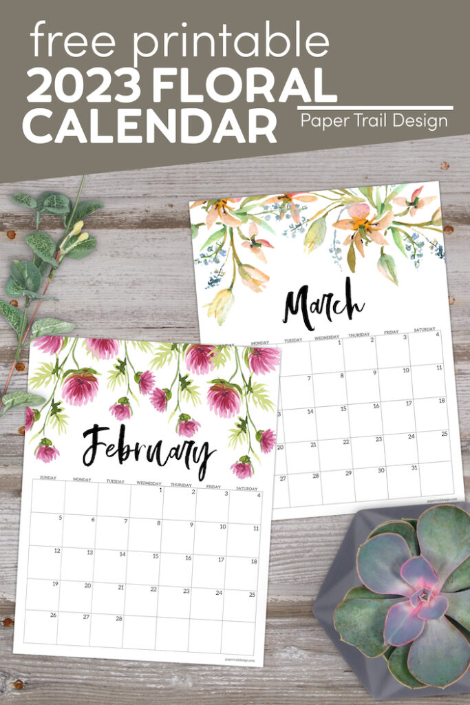 Free Printable 2023 Floral Calendar - Paper Trail Design