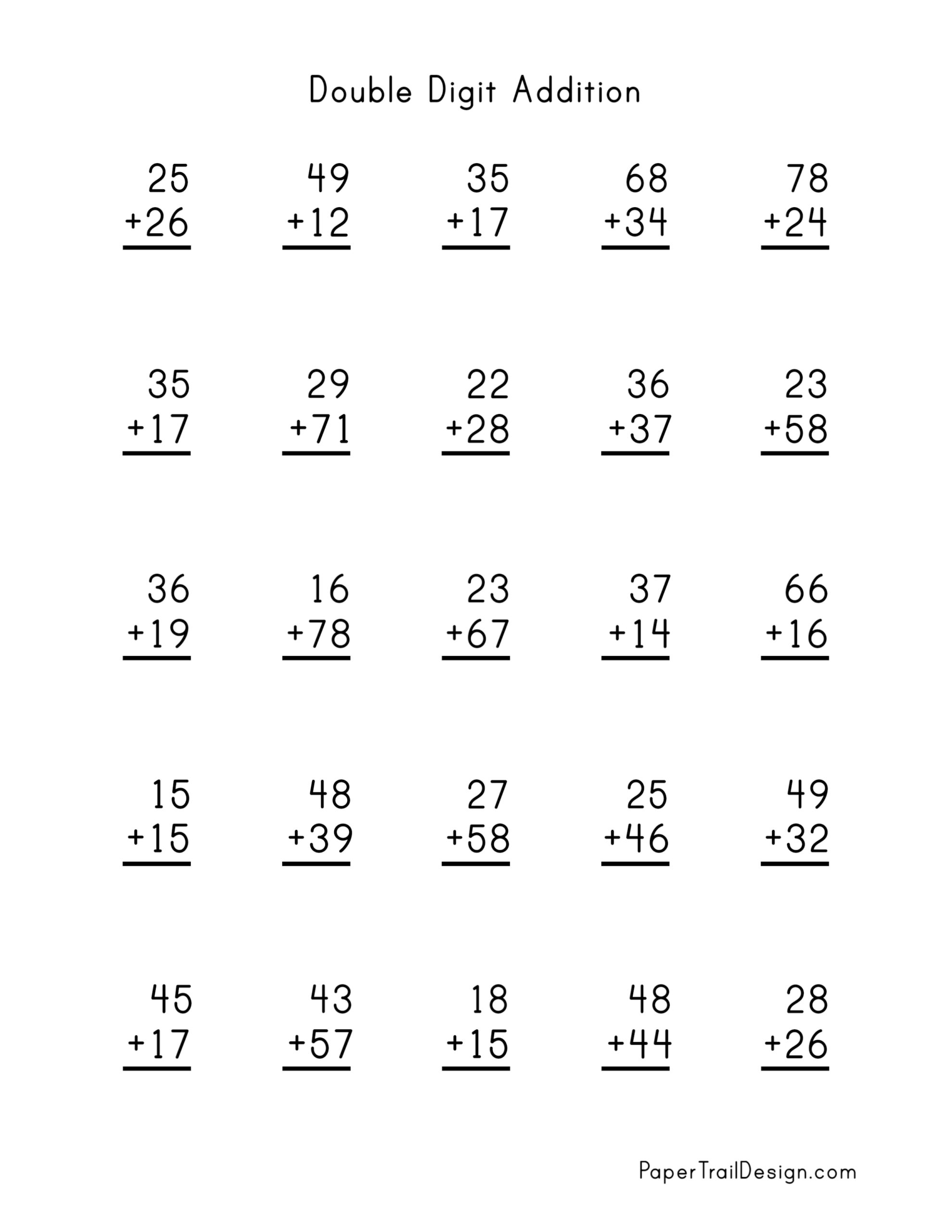 Addition Graph Paper Worksheets