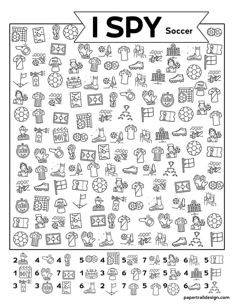 Free Printable I Spy Soccer Activity - Paper Trail Design