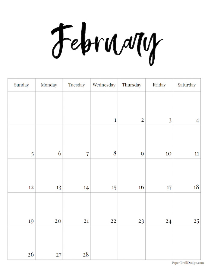 2023 Free Printable Monthly Calendar - Paper Trail Design