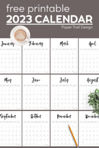 2023 Free Printable Monthly Calendar - Paper Trail Design