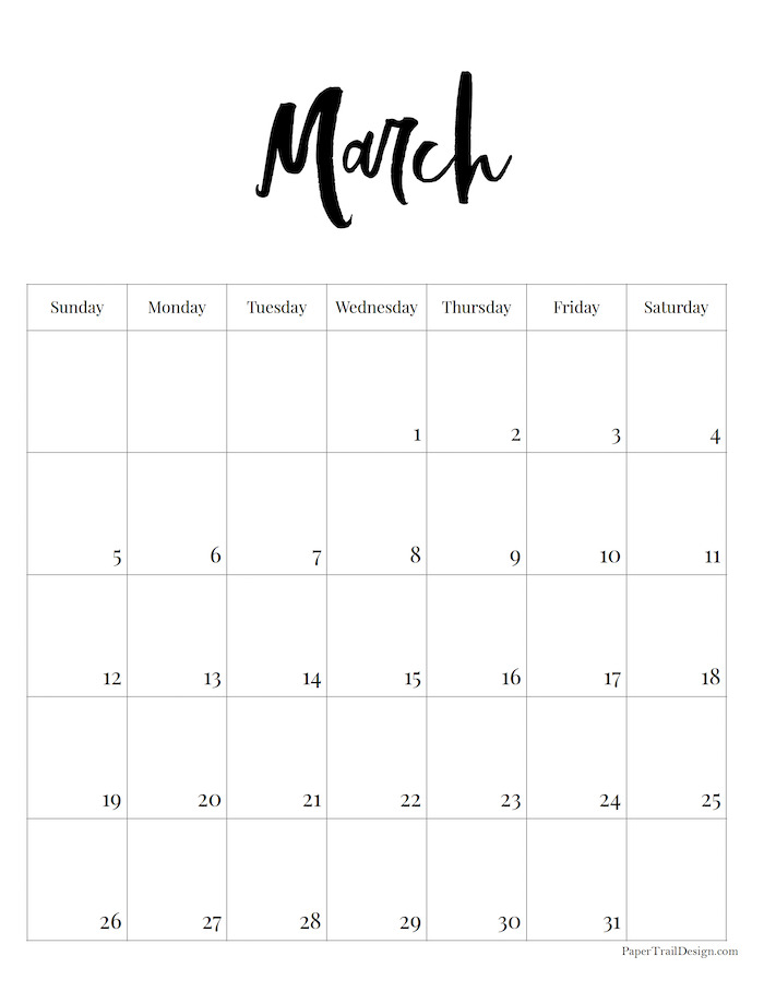 2023 Free Printable Monthly Calendar Paper Trail Design