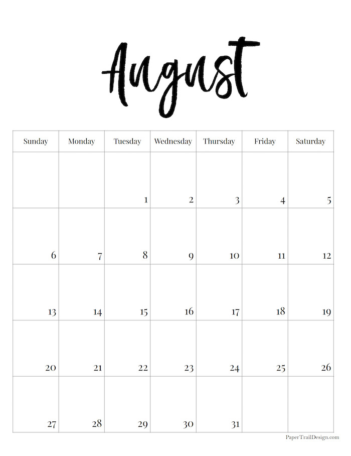 2023 Free Printable Monthly Calendar - Paper Trail Design