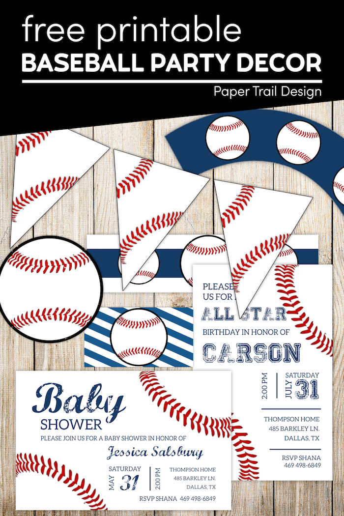 Free Baseball Printables Baseball Party Decorations - Paper Trail Design